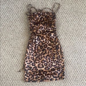 Windsor backlace cheetah print body con dress